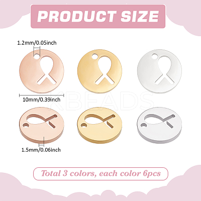 18Pcs 3 Colors Stainless Steel Charms STAS-PH0006-31-1
