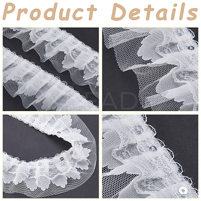 10M Polyester Flower Lace Ribbon with Paillettes OCOR-GF0003-34C-1
