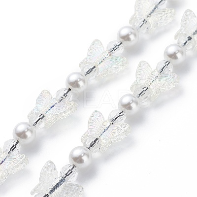 Transparent Acrylic Butterfly Beaded Keychain Wristlet Straps KEYC-JKC00410-1