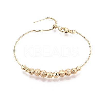 Adjustable Brass Beaded Slider Bracelets for Women BJEW-T022-22G-1