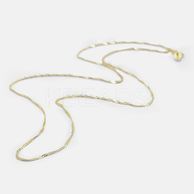 925 Sterling Silver Singapore Chain Necklaces LS-STER-F039-45cm-06G-1