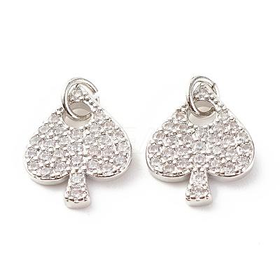 Brass Micro Pave Clear Cubic Zirconia Pendants ZIRC-P094-20P-RS-1