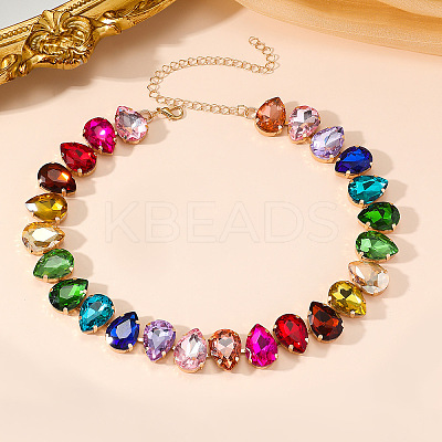 Alloy Colorful Rhinestone Cup Chain Necklaces for Women FS-WG72CA4-03-1