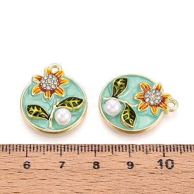 Rack Plating Alloy Rhinestone Enamel Pendants ENAM-N065-15KCG-1