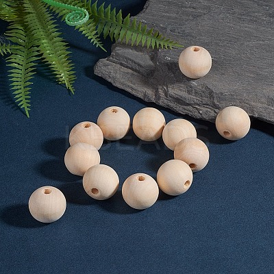 Natural Unfinished Wood Beads LS-WOOD-S651-25mm-LF-1