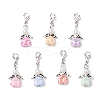 Angel Acrylic & ABS Plastic Imitation Pearl Pendant Decorations HJEW-JM03298-02-1
