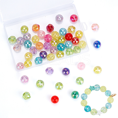 50Pcs 5 Style AB Color Plated Transparent Acrylic Beads OACR-PH0001-96-1