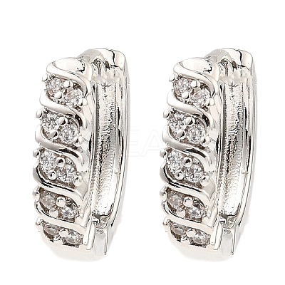 Brass Cubic Zirconia Hoop Earrings EJEW-D078-20P-1