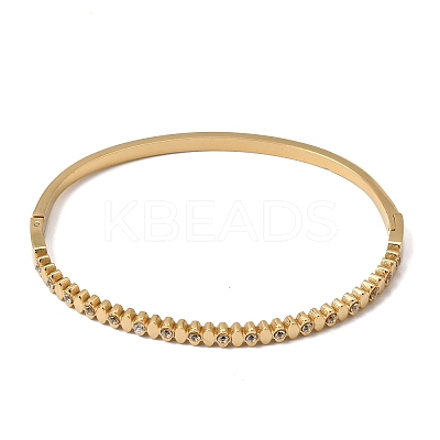 304 Stainless Steel Crystal Rhinestone Horse Eye Hinged Cuff Bangles for Women SA-CBA61B8-11G-1