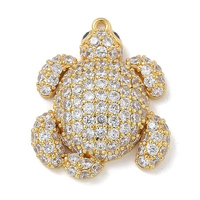 Rack Plating Brass Micro Pave Clear Cubic Zirconia Pendants KK-G515-66G-02-1