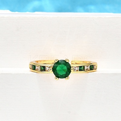 Brass Micro Pave Cubic Zirconia Cuff Rings for Women RJEW-H247-06G-1