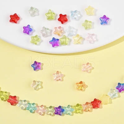 120Pcs 9 Colors Transparent Spray Painted Glass Beads GLAA-FS0002-13-1
