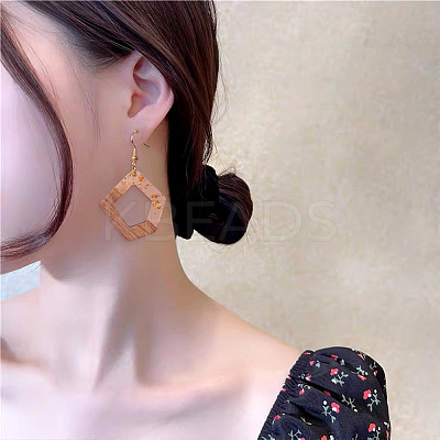 30Pcs 15 Style Transparent Resin & Walnut Wood Pendants RESI-FW0001-04-1