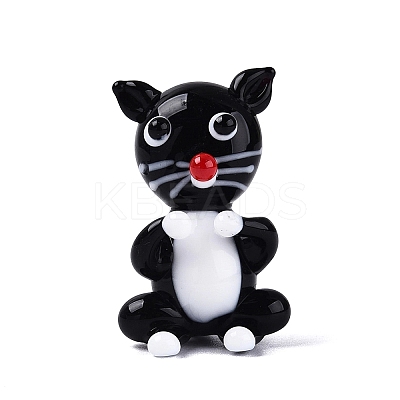 Handmade Lampwork Cat Figurine Display Decorations LAMP-N034-26-1