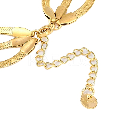 304 Stainless Steel Flat Snake Chain 3 Layer Necklaces NJEW-H038-02G-1