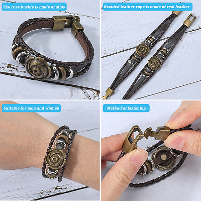 Leather Wide Cord Multi-Strand Bracelets BJEW-WH20009-04-1