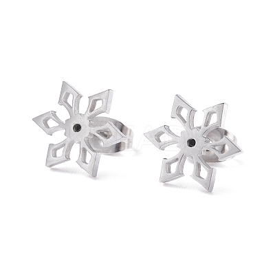 Non-Tarnish Snowflake 304 Stainless Steel Stud Earrings for Women EJEW-Z017-04P-1
