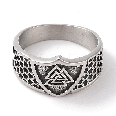 Viking 304 Stainless Steel Valknut Rings RJEW-U005-17C-AS-1