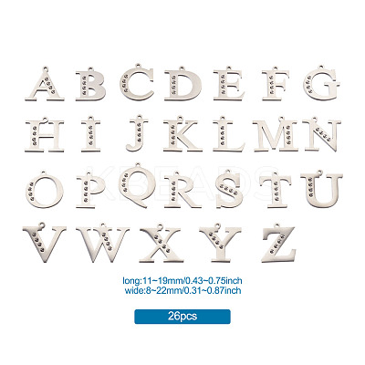 304 Stainless Steel Letter Pendant Rhinestone Settings STAS-TA0001-11P-1