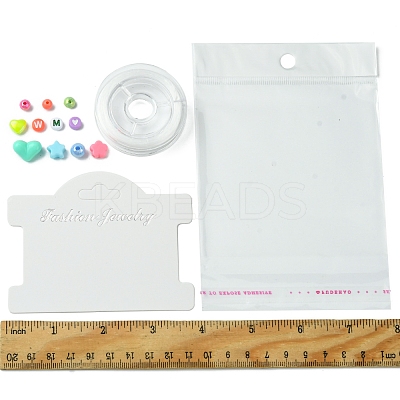 DIY Flat Round & Heart Acrylic & Plastic Beads Bracelets Making Kits DIY-FS0006-41-1