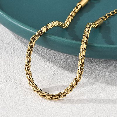 304 Stainless Steel Rope Chain Bracelets for Women BJEW-Q051-04G-1