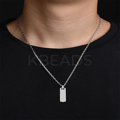 Rectangle 304 Stainless Steel Stamping Blank Tag Pendants STAS-LP0002-74P-1