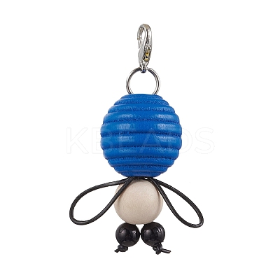 Bee Wood & ABS Plastic Imitation Pearl Beads Pendant Decorations HJEW-JM03219-1