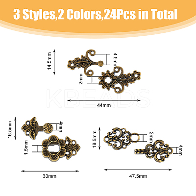 24Pcs 6 Styles Alloy Snap Lock Clasps FIND-DC0005-13-1