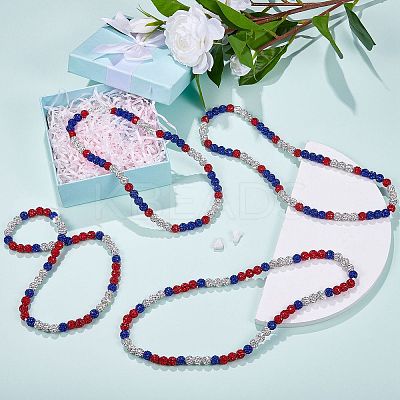 Polymer Clay Rhinestone Round Beaded Necklaces NJEW-SW00049-01-1