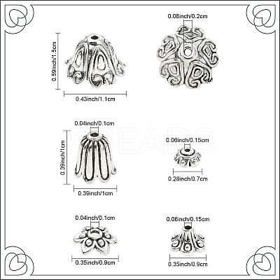 50Pcs Tibetan Style Alloy Bead Caps FIND-YW0009-09-1