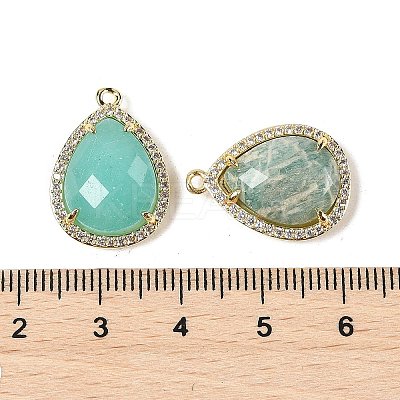 Natural Amazonite Faceted Teardrop Pendants G-I382-01G-01-1