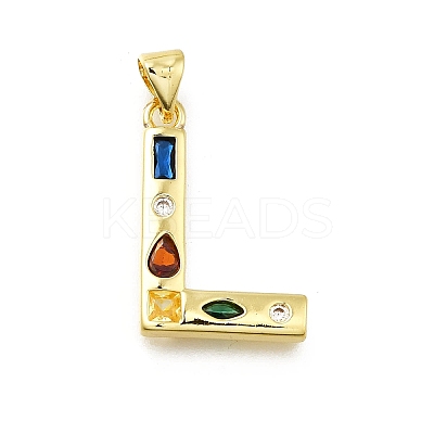 Brass Micro Pave Clear Cubic Zirconia Pendants KK-G521-01G-L-01-1