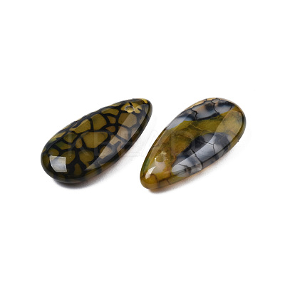 Natural Dragon Veins Agate Pendants G-N0325-16C-1