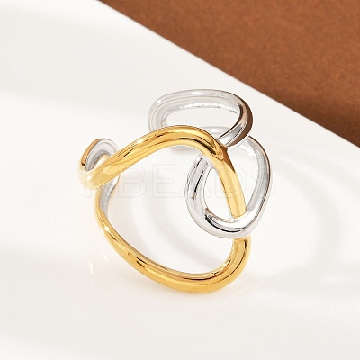 304 Stainless Steel Open Cuff Rings for Women RJEW-K296-03B-GP-1