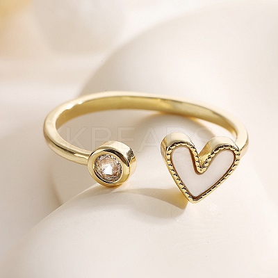 Brass Micro Pave Cubic Zirconia Open Cuff Rings for Women RJEW-K308-02B-G-1