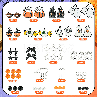 Halloween Theme DIY Alloy Enamel & Acrylic Dangle Earrings Making Kits DIY-YW0009-97-1
