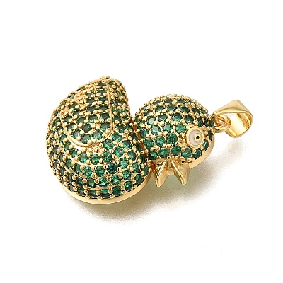 Rack Plating Brass Micro Pave Cubic Zirconia Pendants ZIRC-F142-01G-02-1
