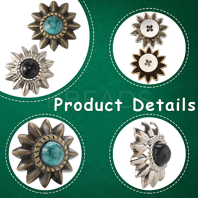 24 Sets 8 Style Zinc Alloy Buttons FIND-CP0001-86-1