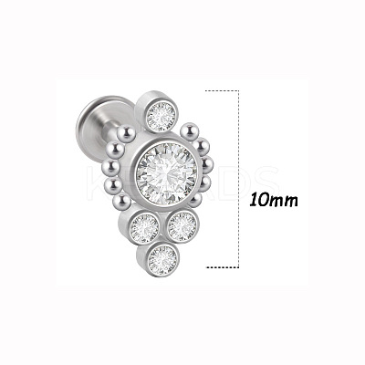 316L Surgical Stainless Steel & G23 Titanium & Crystal Rhinestone Flat Round Cartilage Earrings WGA7630-30-1