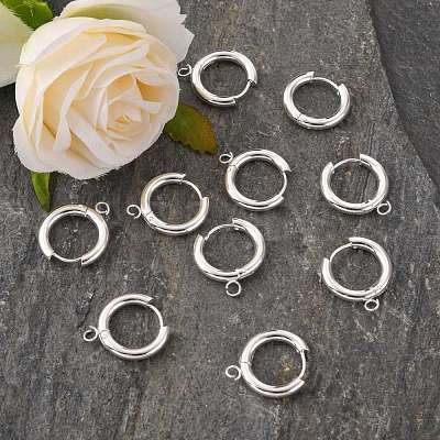 201 Stainless Steel Huggie Hoop Earring Findings STAS-P283-01E-S-1