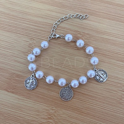 Iron Flat Round with Saint Benedict Charm Bracelets HP3576-1
