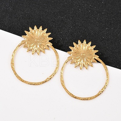 304 Stainless Steel Flower Stud Earrings EJEW-I320-16G-1