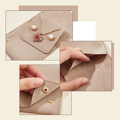 Lint Cloth Jewelry Gift Pouches with Snap Fastener ABAG-WH0045-08A-1