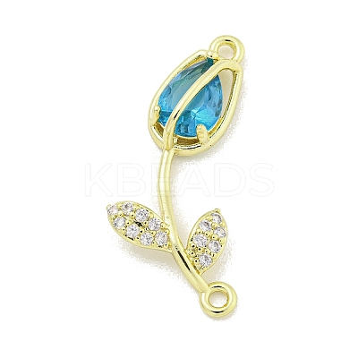 Rack Plating Brass Micro Pave Clear Cubic Zirconia Flower Connertor Charms KK-Z043-03E-1