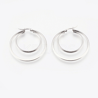 Tarnish Resistant 201 Stainless Steel Hoop Earrings LS-EJEW-I213-B-02P-1