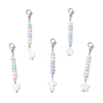 5Pcs Dyed Natural Freshwater Shell Bead Pendant Decoration HJEW-JM03186-1