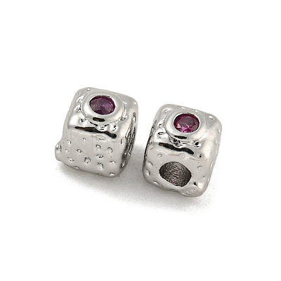 Brass Micro Pave Cubic Zirconia Beads KK-G490-18P-02-1