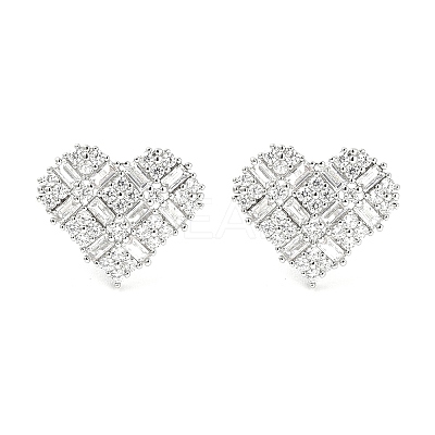 Rack Plating Brass Micro Pave Clear Cubic Zirconia Stud Earrings for Women EJEW-M260-12P-1