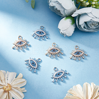 8Pcs 2 Colors Brass Micro Pave Cubic Zirconia Pendants KK-BBC0002-55-1