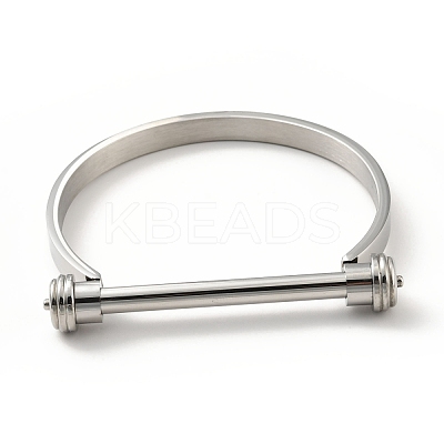 Non-Tarnish 304 Stainless Steel D Shape Bar Screw Bangle BJEW-G636-04B-P-1